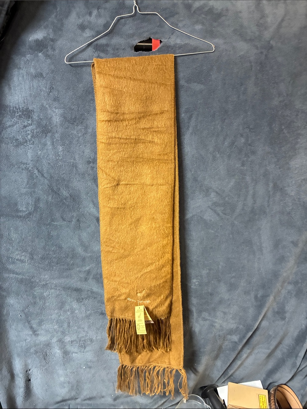 NWT Alpaca Camargo Scarf Caramel Camel Brown Fringed Made in Peru La Mejor Fine
